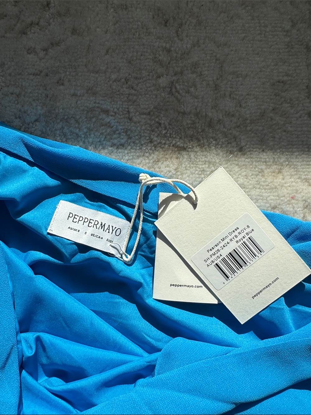 Peppermayo Turquoise One-Shoulder Ruched Mini Dress - Picture 4 of 4